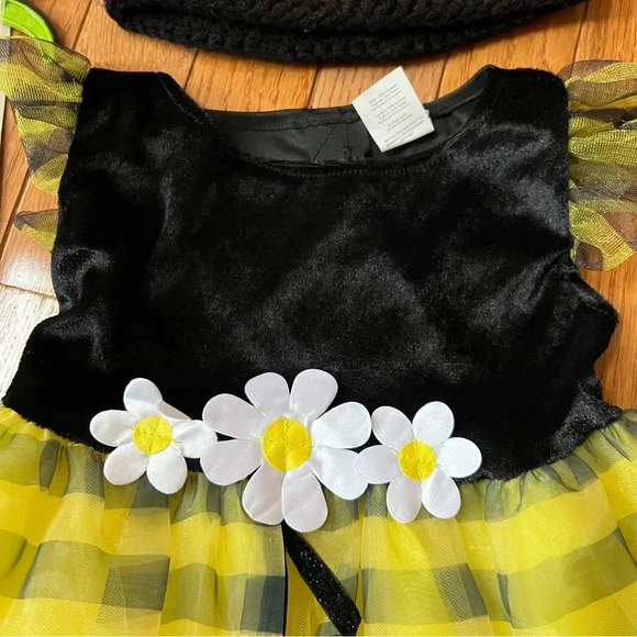 Halloween BEE Dress Costume Toddler Yellow Black Floral Striped Hat Beanie T3/T4 - Picture 16 of 16